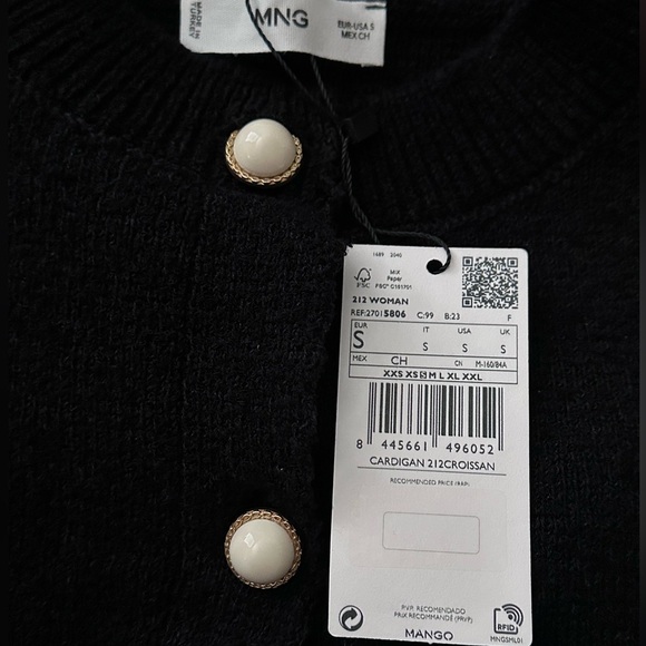 Mango knitted textured cardigan with gold jewelry black - Picture 6 of 10